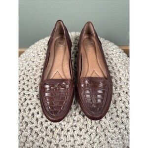 Nurture Women's Size 6 M‎ Shoes Brown Leather Weave Comfort Career Loafers